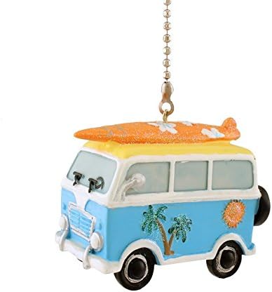 WeeZ Industries Retro Surfer Beach Van with Surfboard Ceiling Fan Pull
