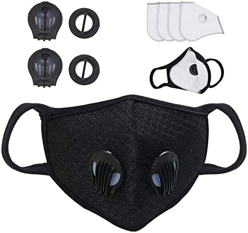 Dust Breathing Mask, Reusable Activated Carbon Dustproof Masks with 4 Carbon N95 Filters for Pollution Pollen Allergy Woodworking Construction Mowing Running Riding Outdoor Activities(Black - 1 Pack)