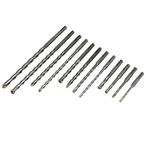 SDS Plus Drill Bits Tool - 17 Pcs Rotary Hammer Drill Bits Chisel Combination Set Used Drilling Of Common Stone, Concrete, Brick Wall And Other Materials, Fit For Bosch Hilti Plus (Silver)