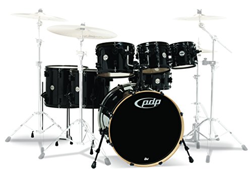 PDP By DW PDCM2217PB 7-Piece Concept Maple Shell Pack with Black Hardware, Pearlescent Black
