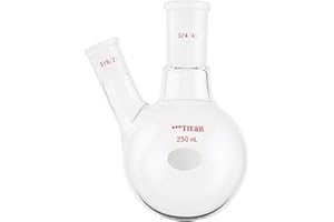 ADAMAS-BETA Glass 250ml Heavy Wall 2 Neck Round Bottom Flask, with 24/40 Center and 19/22 Side Standard Taper Outer Joint - 250ml
