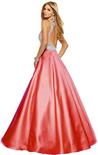 Women's Sparkly Crystal Beading Prom Dresses Long 2017 Sexy Open Back Party Ball Gown Scoop Bridesmaid Dresses XYB111