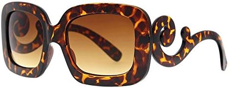 VeryHobby Inspired Oversized High Fashion Square Sunglasses w/ Baroque Swirl Arms Black (Tortoise Brown, 65)