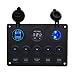 BlueFire Waterproof 5 Gang Rocker Switch Panel with 4.2A Dual USB Slot Socket + Digital Voltage Display + Cigarette Lighter + 5 LED ON-Off Button Switches for RV Car Boat Vehicles Truck Trailer Yacht