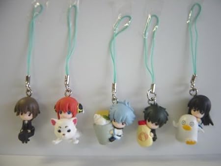 Amazon 銀魂 お好みマスコット 全5種 ぎんたま 銀時 エリザベス 定晴全5種 1 銀時 パフェ 2 神楽 定春 3 桂 エリザ フィギュア ドール 通販