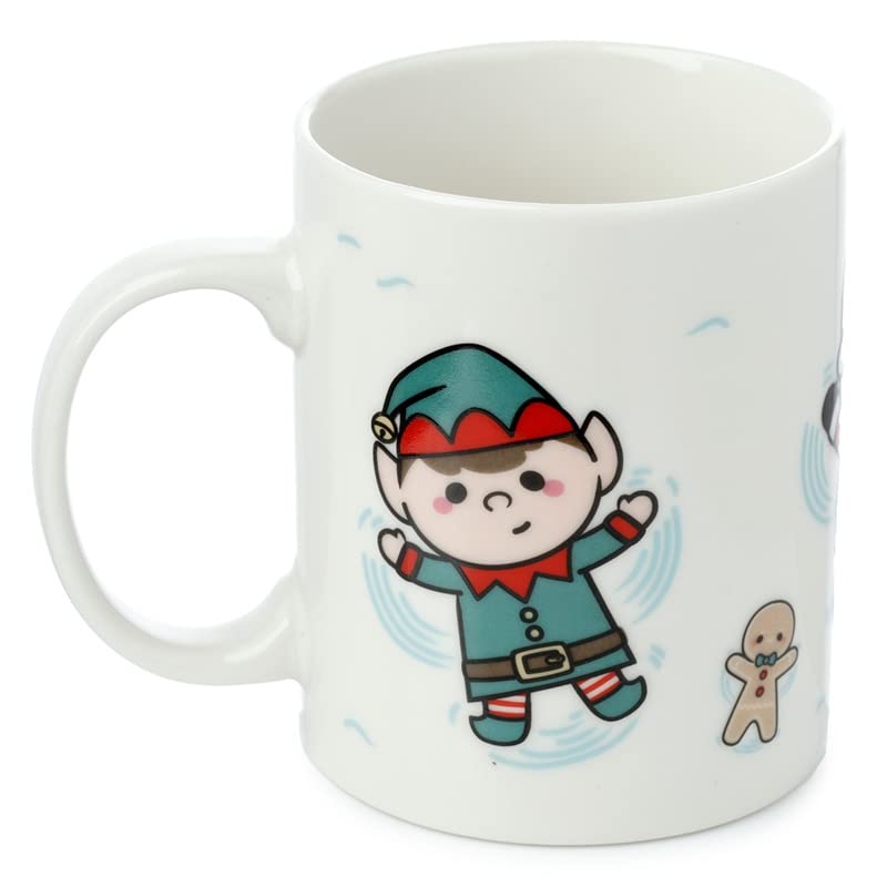 Puckator Festive Friends Christmas Porcelain Tea Coffee Mug - Funny Home Accessories - Cute Gifts for Girlfriend - Large Mugs for Men Women Hot Drinks - Cute Cups Presents - Secret Santa Gift Cup Set