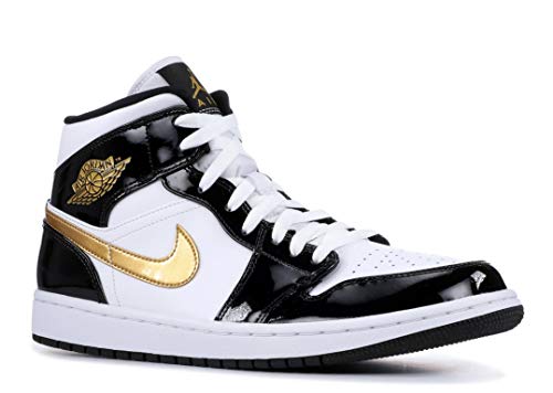 Nike Men's Air Jordan 1 MID SE Black/White/Gold 852542-007 (Size: 13)