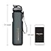 Sports Water Bottle , DRILLPRO 35oz/1L Drinking Bottle - BPA Free - Flip Top Leak Proof - One Click Open for Outdoor & Gym Sport