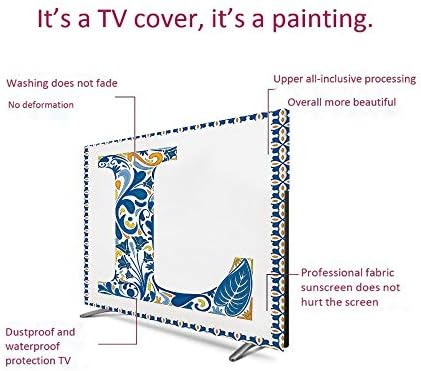 飾りカバー テレビ 55インチのテレビに適用 インテリア テレビアクセサリー 可愛い 手紙l 伝統的なポルトガル語のアートの大文字l抽象的なパターン化されたフォントデザイン装飾 インテリア 青黄色オレンジ 車 バイク ジュエリー B085ztt8k8 新作製品 世界最高品質