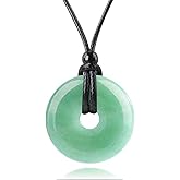 weryerker Handmade 30mm Donut Donut Pendnat Reiki Chakra Pendant Necklace Lucky Coin Crystal Necklace with Adjustable Chain