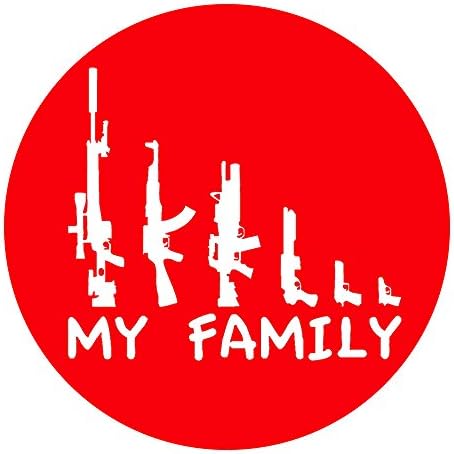Funny Car Sticker Reflective Decal for Window Bumper Locker Laptop "My Gun Family " White Vinyl Waterproof 10.2'' x 9''