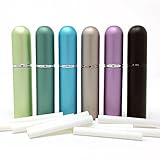 Set of 6 Different Colors!!! Empty Essential Oil Personal Inhaler Refillable Aluminum and Glass With 12 Wicks by Rivertree Life