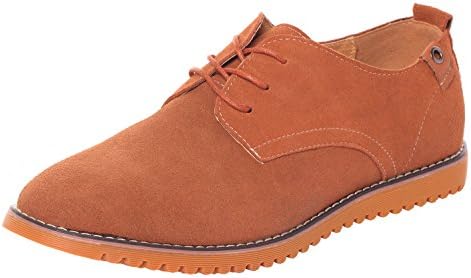Runday Men's Fashion Suede Leather Shoes Round Toe Lace Up Casual Oxfords(11 D(M)US,tan)