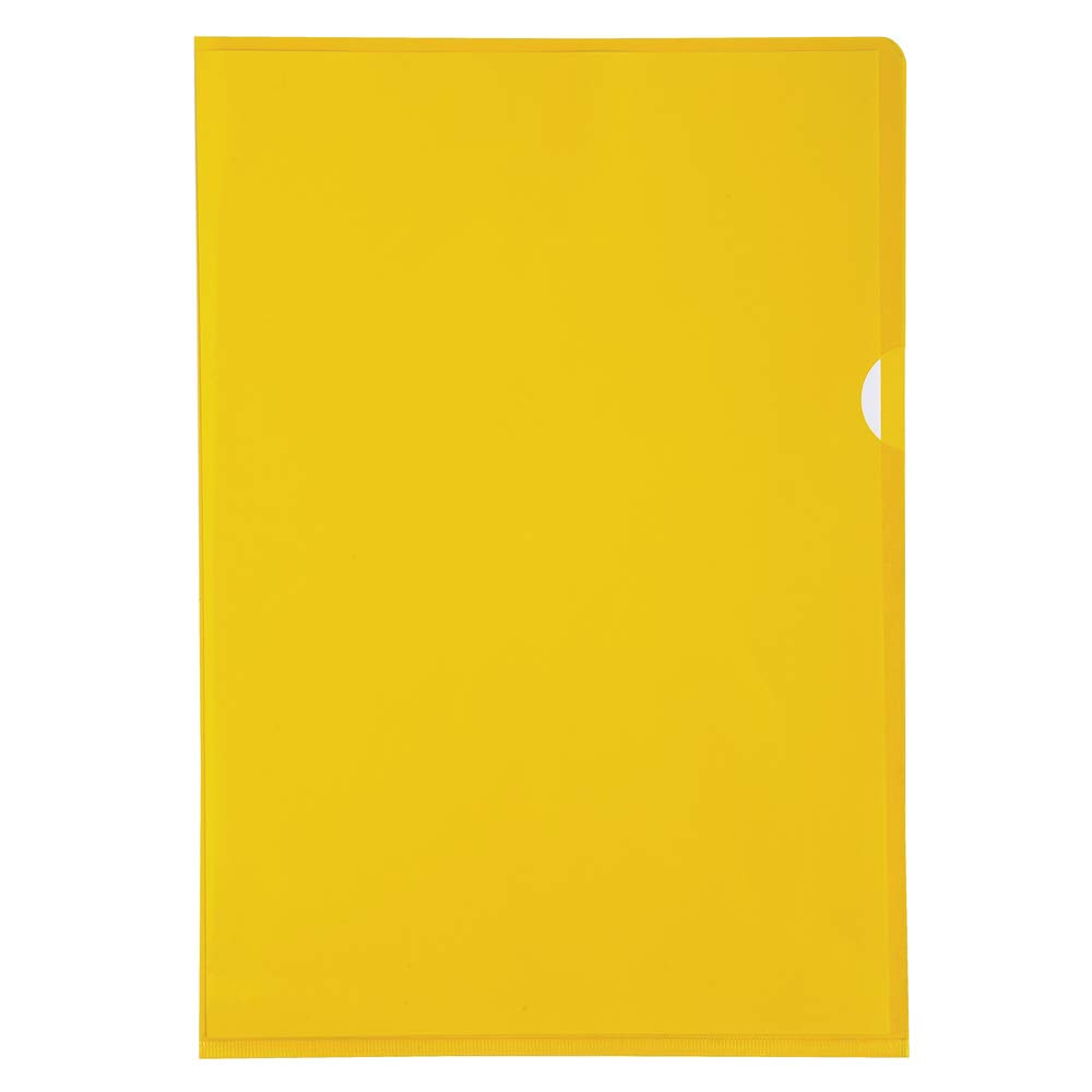 Exacompta - Ref 660535E - PVC Cut Flush Folder - Suitable for Holding A4 Documents, 0.1mm Clear PVC, Top & Right Openings, Cut Out for Easy Opening - Yellow (Bag of 10)