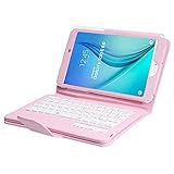 NEWSTYLE Samsung Galaxy Tab E 8.0 Keyboard Case - Folio PU Leather Stand Case Cover with Detachable Wireless Bluetooth Keyboard for Samsung Galaxy Tab E 8-Inch, Pink