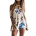 WLLW Women Cut Out V Neck Short Sleeve Cold Shoulder Floral Tops Shirt Blouse