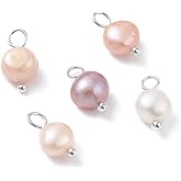 KitBeads 10Pcs Freshwater Pearl Charms Mixed Color Dangle Baroque Natural Pearl Pendants for Jewelry Making Earrings Bracelets Necklaces Crafts
