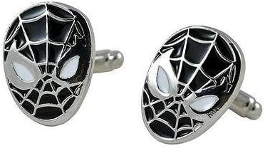 Somchai Collection : Superhero Wedding Party Groom Shirt Square Dc Marvel Spiderman (Black)cufflinks
