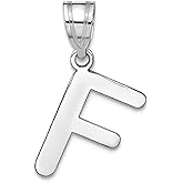 JewelryWeb 14k Solid White Gold Polished Bubble Letter F Initial Pendant Necklace Pendant for Women
