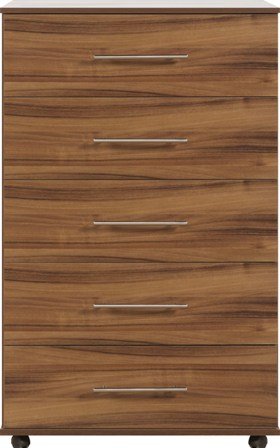 Walnut 5 Drawer Chest Of Drawers Ready Assembled Fargo Modern