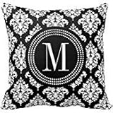 Decors Elegant Black and White Damask Personalized Pillows