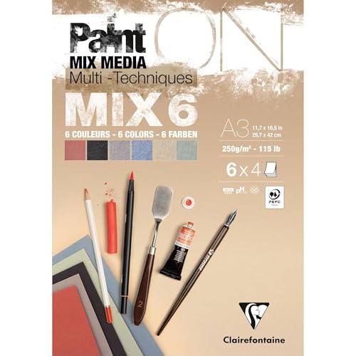 Clairefontaine 976016C - PaintON MIX6 Multi-Technique Glued Pad - Arts