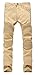 Aiyino Mens Skinny Runway Distressed Slim Denim Biker Jeans Hiphop Pants (US 33(Tag Size 34), Khaki)