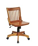 Deluxe Armless Wood Bankers Desk Chair with Wood Seat, Office Central