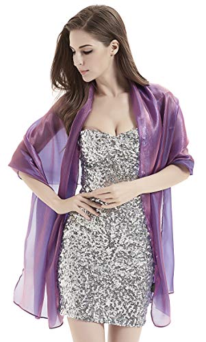 Alivila.Y Fashion Womens Organza Bridal Evening Soft Wrap Scarf Shawl-Purple Organza