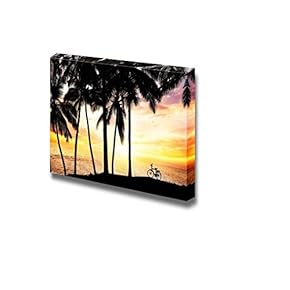 Canvas Prints Wall Art - Tropical Sunset Overlooking The Sandy Beach | Modern Wall Decor/Home Decoration Stretched Gallery Canvas Wrap Giclee Print. Ready to Hang - 12" x 18"