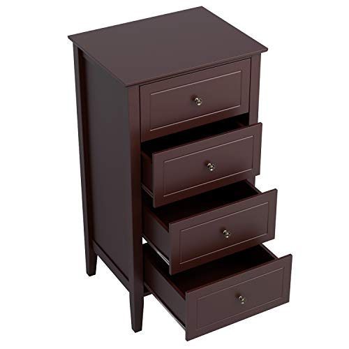 Homfa 4 Drawer Chest, Bathroom Floor Solid Wood Frame, Antique