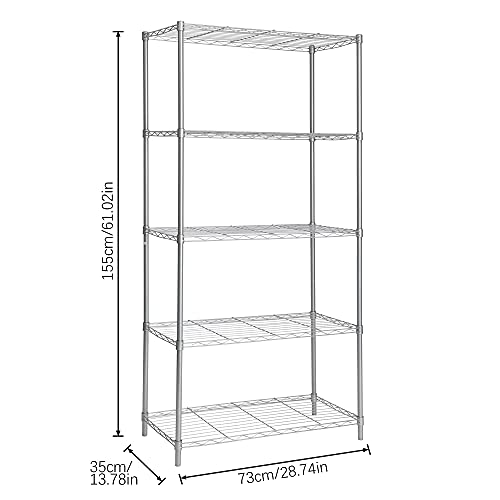 HOMEFORT 5Tier Wire Shelving Unit, Extra Wide Metal Storage Rack, Free Standing Rack, Durable