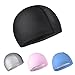 Peacoco Lycra Swim Cap PU Swimming Cap for Women and Men Adult Waterproof Swim Caps Protective Ear Caps-Keep Long Hair Dry-Training and Racing