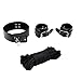HOUSWEETY 1Kit Ball Gag Handcuff Whip Mask Sex Toy Restraint System Fetish Black
