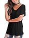 Aokosor Women's Blouse Short Sleeve Casual Tee Shirts Tunic Tops With Pockets Black M