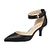JENN ARDOR Women's Kitten Heel Pumps Ladies Closed Pointed Toe D'Orsay Ankle Strap Dress Stiletto Black, Black, 6.5 (9.3in)