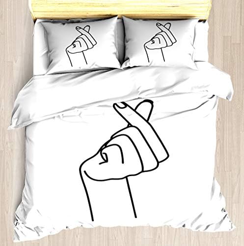 Love Finger Snap Bedding Cover Set Exclusive Unique Designed Pattern Digital Printed Comfort 3 Piece Bed Duvet Cover Pillowcases KING