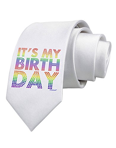 TooLoud It's My Birthday - Candy Colored Dots Printed White Neck Tie