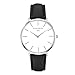 Simple Couples Quartz Watch,Fashion Women Men Unisex Suede Leather Strap Wrist Watches,Black-Silver