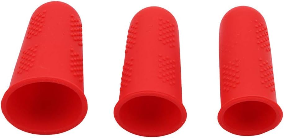 3pcs Sevenfly Finger Cots Silicone Finger Protection Covers Caps Finger Tip Protectors Finger Guards Heat Resistant Finger Sleeves Red