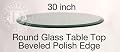 Dulles Glass and Mirror Glass Table Top, Beveled Edge, Tempered Glass, 30" L Round, 1/4" H Thick