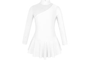 Moggemol Kids Girls Figure Ice Skating Leotard Dress Mesh Splice Roller Skating Dance Performance Costume