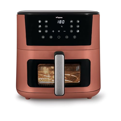 Tognana Iridea, Heißluftfritteuse 10L, doppelte Heizspirale, digitales Display, Timer, 80-200°C, Fenster, 2300W, Apfelrot