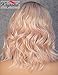 K'ryssma Bob Lace Front Wig Ombre 2 Tone Dark Roots to Light Orange Synthetic Wig Middle Part Wavy Short Wig Heat Resistant