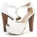 DREAM PAIRS JESSICA-P Women's Evening High Heels Peep Toe Ankle T-Strap Platform Casual Pumps Sandals WHITE PU-SZ-5.5