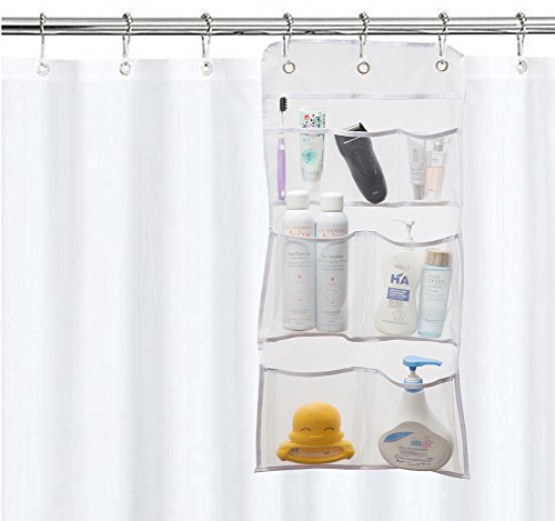 MISSLO Hanging Mesh Pockets Hold 340oz/1000ml Shampoo Shower Organizer with Over The Door Hooks