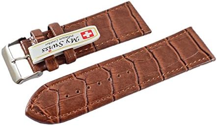 NP Watch Band Leather Watch Band Crocodile Pattern Width 28 mm. Brown Color