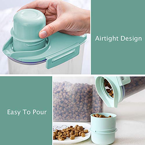 Cereal Container Dog Food Storage Containers with Airtight Design Pour Spout Measuring Cup BPA-Free Dry Food Cereal Dispenser for Flour Rice Snacks (1 Pack Green)
