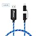 [Apple MFi Certified] Foxnovo Led iPhone Charger Cable, 2-in-1 Led Lightning Cable with 360° Flowing Light for iPhone 12/11 /11 Pro/XS/XR/X/8/8 Plus/7/7 Plus/6/6 Plus/5s/Android (Blue),3.3 ft