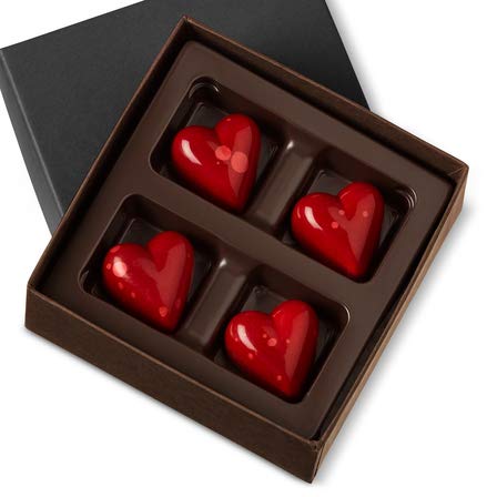 KOHLER Original Recipe Chocolates Dark Chocolate Raspberry Hearts for Valentine’s Day, 4-Piece Box